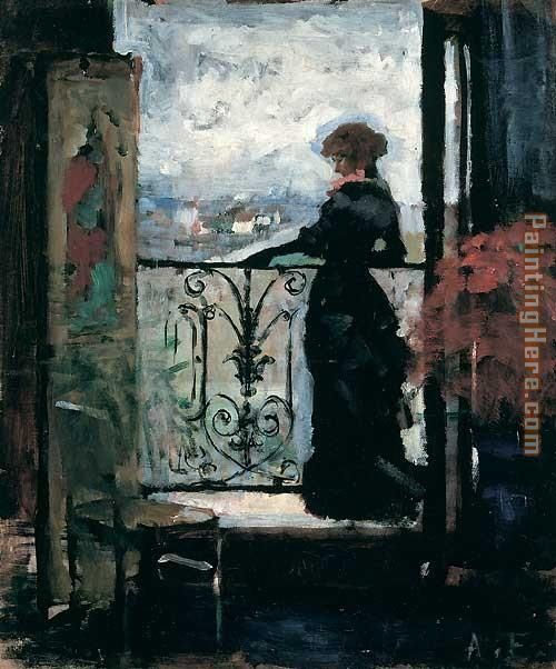Unknown Artist Lady on a Balcony by Albert Edelfelt